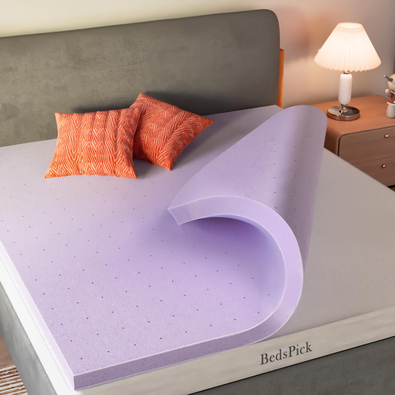 Merrillan Extra-long Twin 3'' Memory Foam Mattress Topper, Twin XL, Purple
