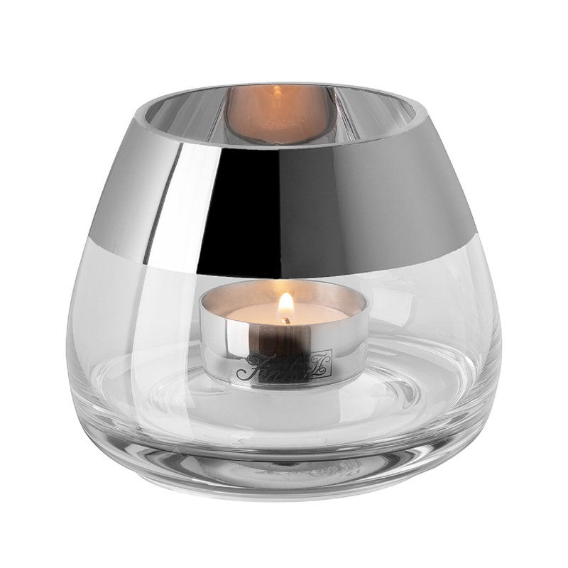 Porte-bougie Bella argent, H 3,54 po x l 4,33 po x P 4,33 po, Argent argent