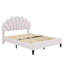 Lit plateforme tapissier en velours avec tête de lit à motif floral-117505379-117505378