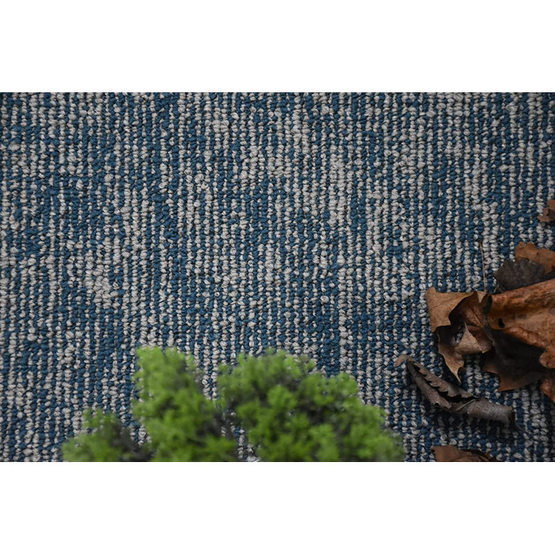 Ensemble de tapis intérieur / extérieur en nylon touffeté à la machine géométrique bleu, Ovale 1 pi 6 po x 2 pi 3 po