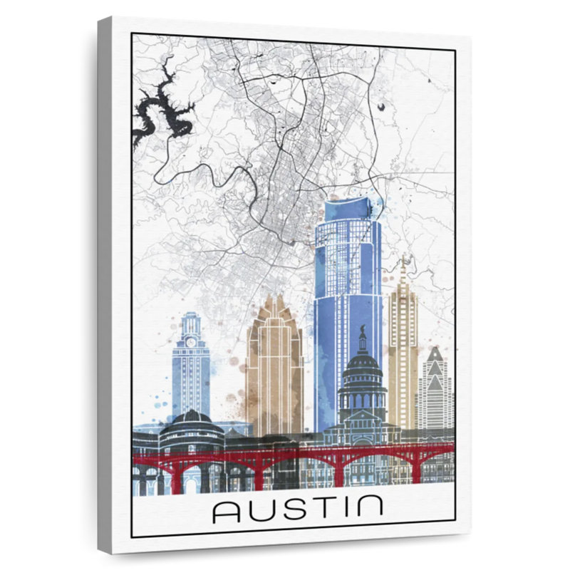 Carte de la ville de Aliaz Austin, H 51 po x l 34 po
