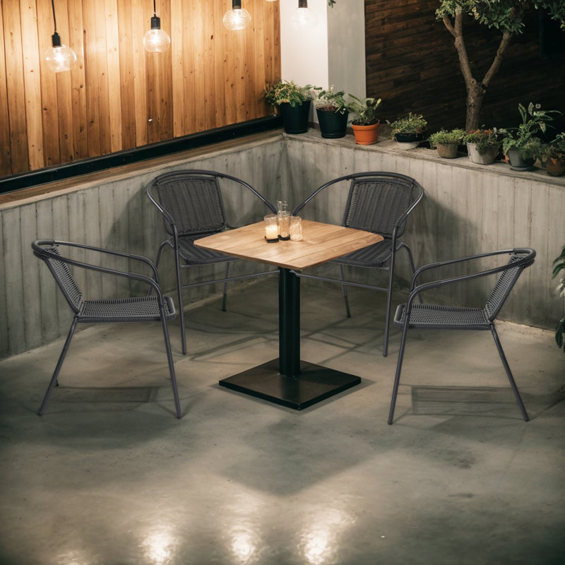 4 chaises de patio empilables en rotin 4 pièces, Noir
