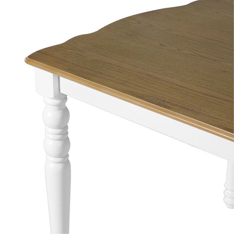 Table de salle à manger extensible pour les petites cuisines, de style traditionnel américain, rectangulaire avec feuilles amovibles, couleur naturelle + blanche, table rustique de 78 po de profondeur, 18 feuilles, bord de mer 2 couleurs