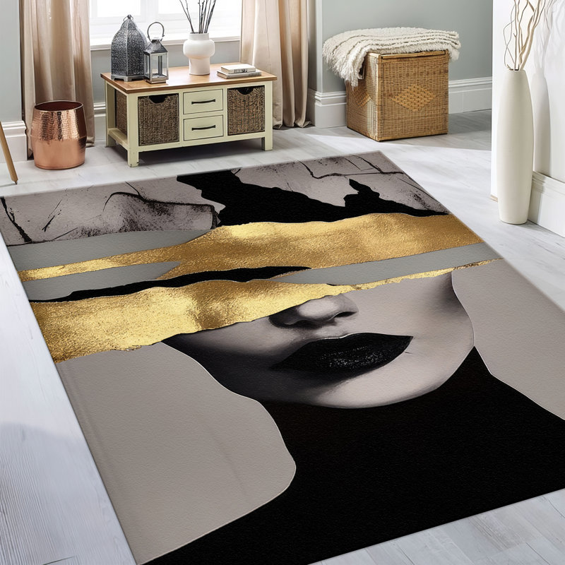 Non-Woven Soft Printed Rug Featuring an Intricate Geometric Pattern Perfect for Adding a Splash of Color and Sophistication to Your Living Room or Bedroom