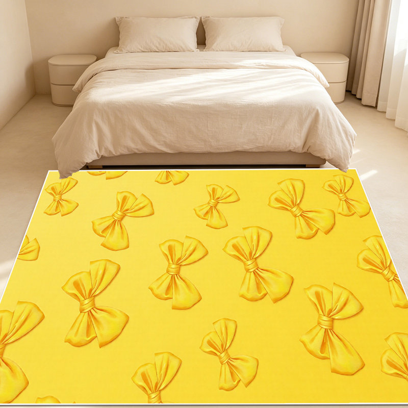 Cute Bow Print Area Rug, Coquette Aesthetic Pastel Indoor Rug, Durable Non-Shedding Carpet for Bedroom, Dorm, Entryway