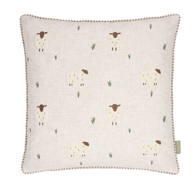 Asraa Cream Square Throw Pillow Cover