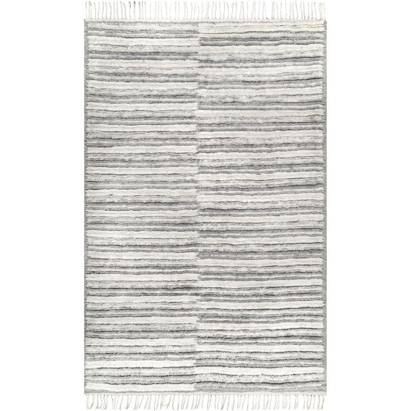 Tapis gris à poils longs Fred, Rectangle de 5 pi x 8 pi