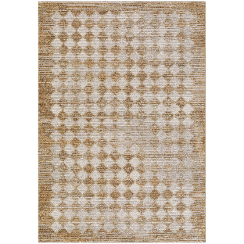 Dark Brown Modern Rug, Chequered Easy to Clean Rug For Living Room, Dining Room, Bedroom, Kitchen, Rectangle 200 x 275 cm