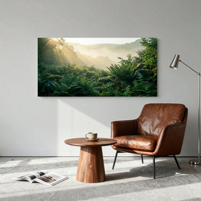 Forêt brumeuse, reproduction d'art sur toile, ensemble de 1, 48“W x 24”H, Wrapped Canvas