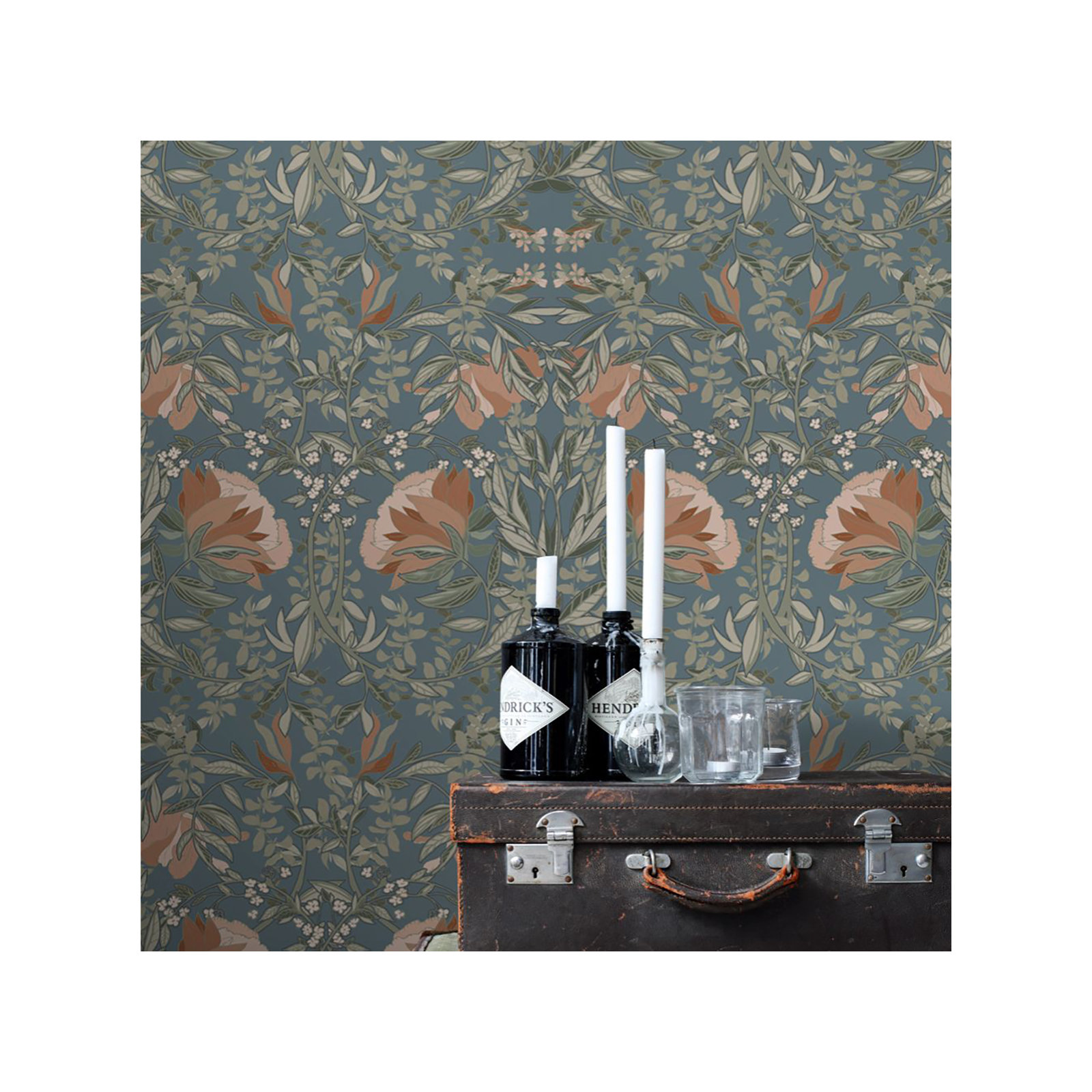 Montegut Floral Double Roll, Blue