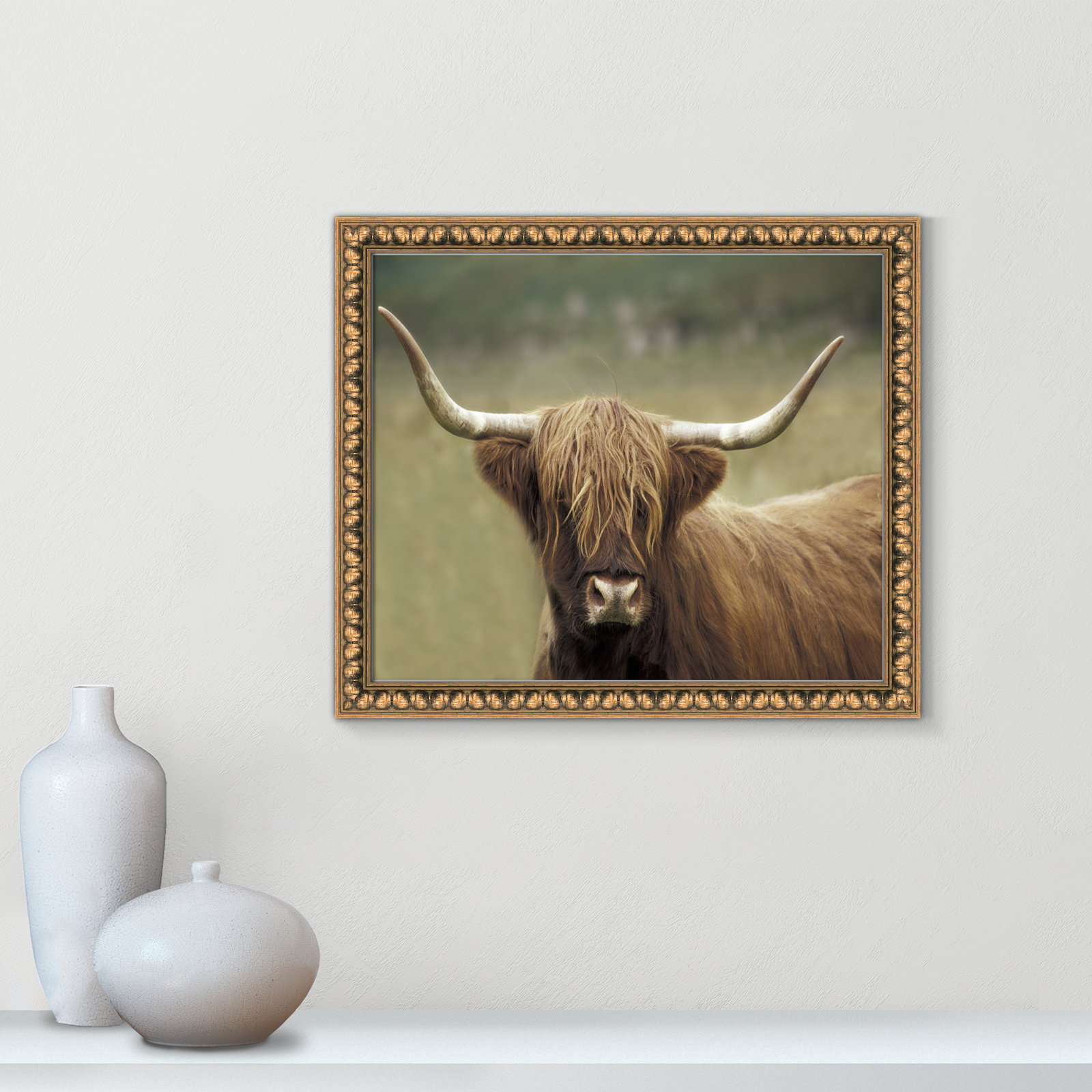 Frederic "Highland Afternoon" Print, 17" H x 20" W x 1.13" D, Gold Bead Framed