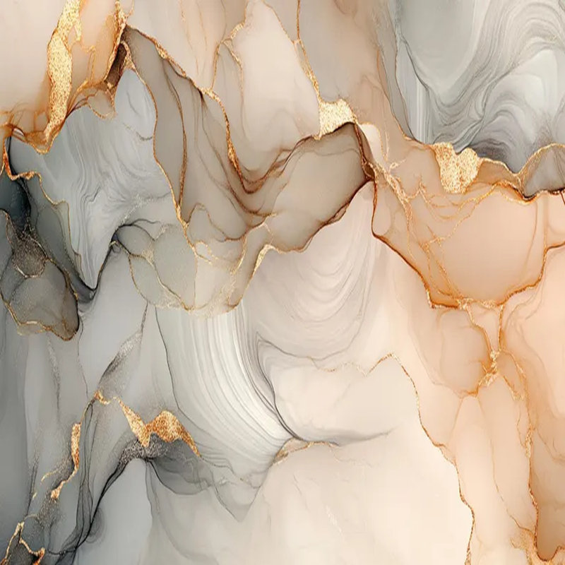 Golden Beige Flow Abstract Marble Wallpaper, 160" L x 108" W