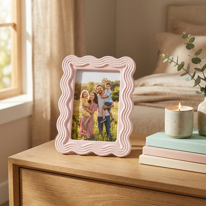 4x6 Pink Ceramic Scallop Frame