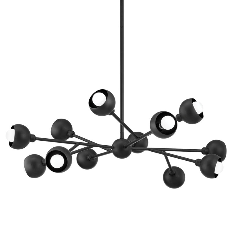 Hudgins - lustre 12 lumières - cadre noir doux