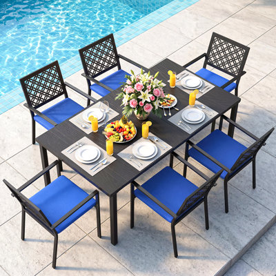 Ensemble repas rectangulaire pour 6 personnes 72 "avec coussins, table de patio et chaises Camrynne