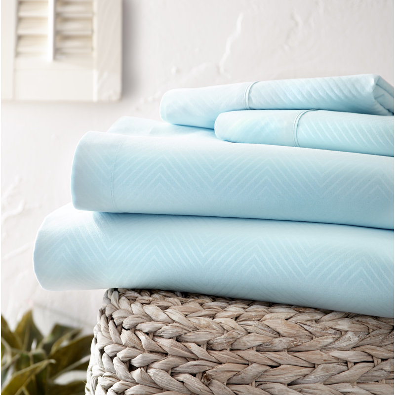 Becky Cameron Microfiber Chevron Sheet Set, Aqua, Twin Sheet Set with 2 Pillowcases