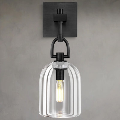 1-light Dimmable Modern Brass Wall Sconce With Bell Clear Glass