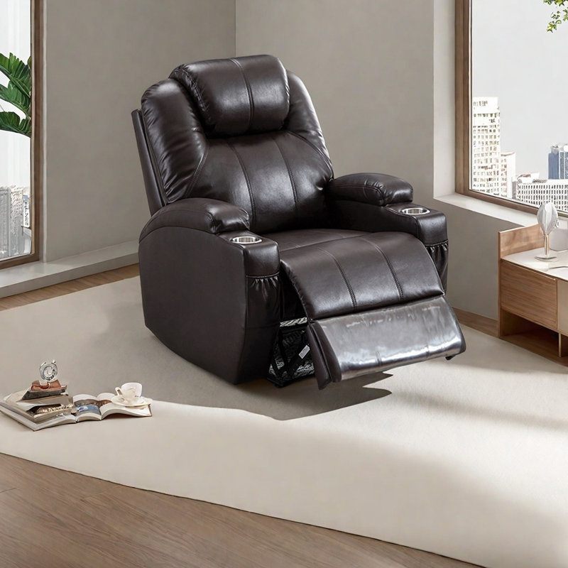 Fauteuil inclinable ergonomique en similicuir respirant, Marron foncé