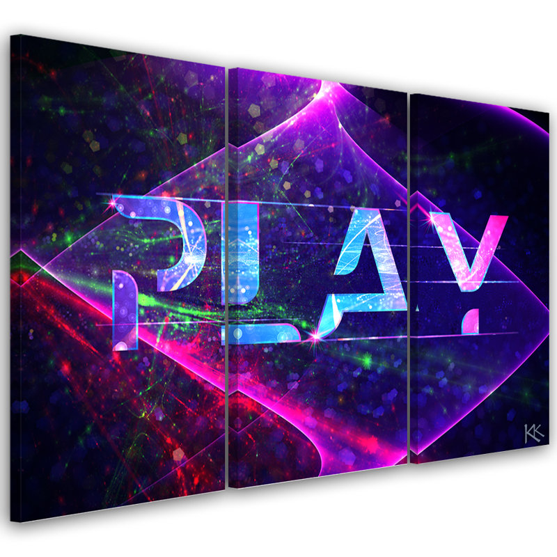 The Inscription Play Abstraction - 3 Piece Wrapped Canvas Print Set, 80cm H x 120cm W