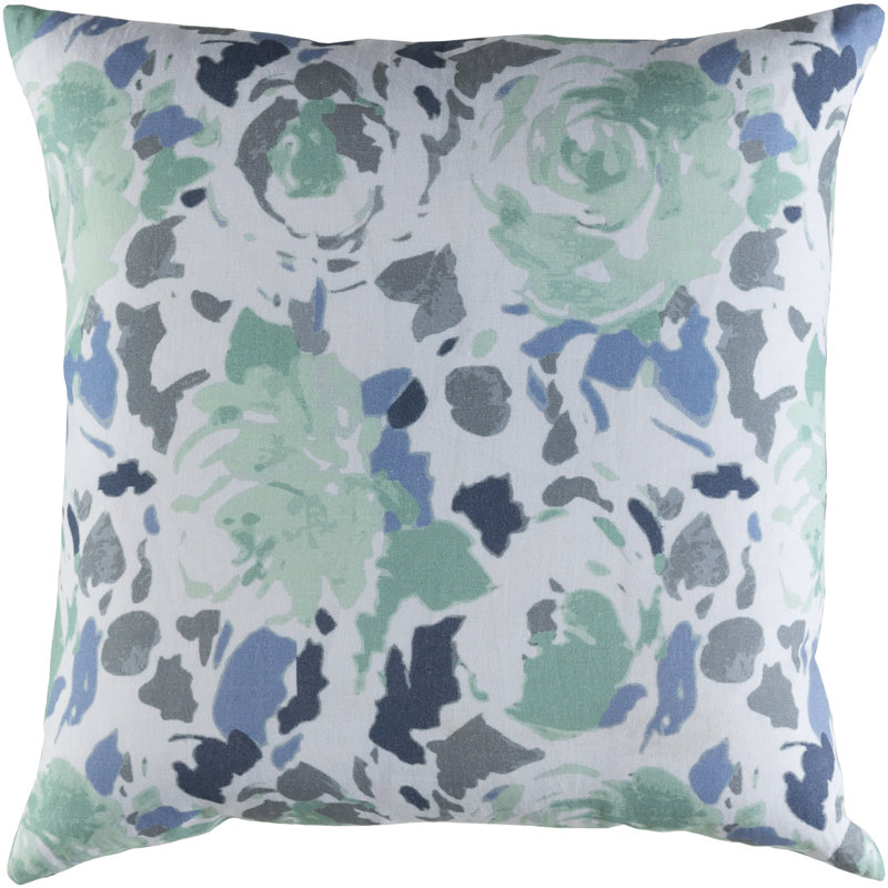 Kalena Appliqued Throw Pillow, 18" x 18", Blue/Green, Pillow Cover Only