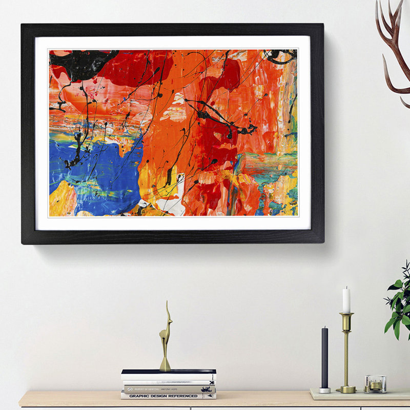 Abstract Art Painting Vol.183 by S.Johnson - Picture Frame Painting Print, 27cm H x 36cm W x 2cm D, Black Framed