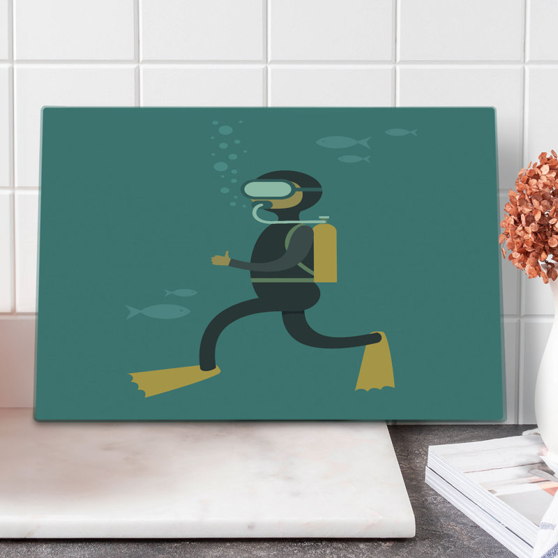Planche à découper Ambesonne plongeur homme de grande taille en tuba bleu marine et gris foncé