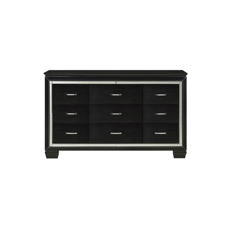 Ensemble de chambre à coucher à panneau en tissu d'ameublement à DEL 3-1 Ibhan, Noir, Grand