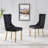Glass Top Metal Base Dining Table With 4 Velvet Dining Chairs,5 - Piece Pedestal Dining Set-106913217-106913218