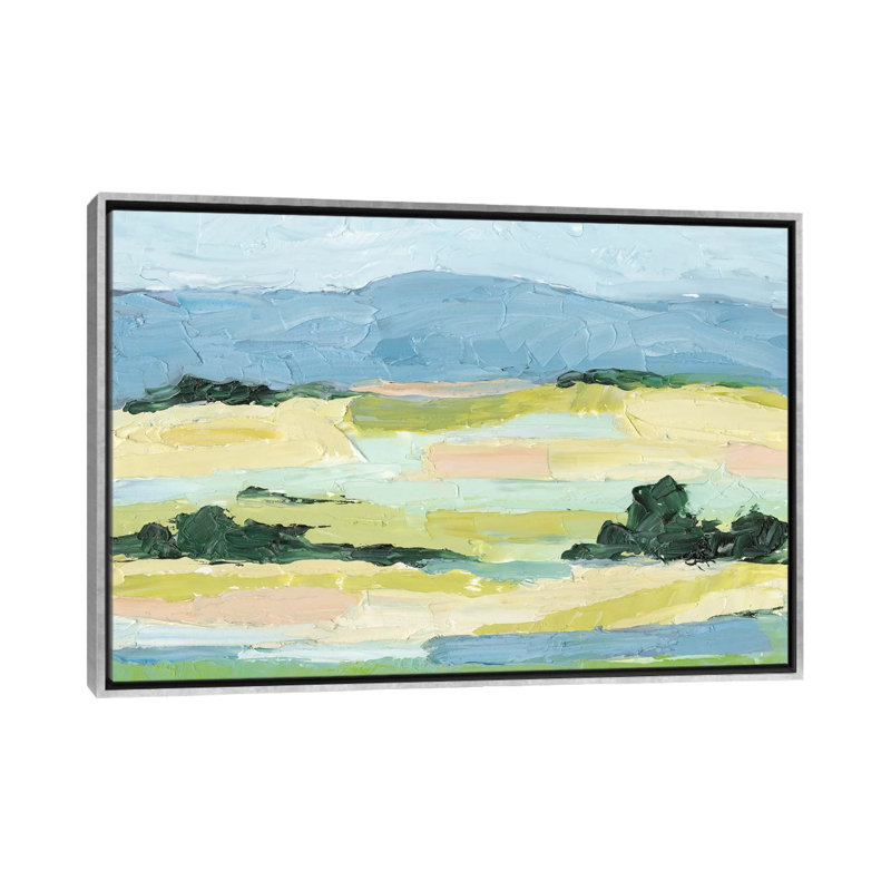 «Pastel Hills I» par Ethan Harper - reproduction d'art, H 18 po x l 26 po x P 1,5 po, Toile avec cadre argenté, Pas de tapis