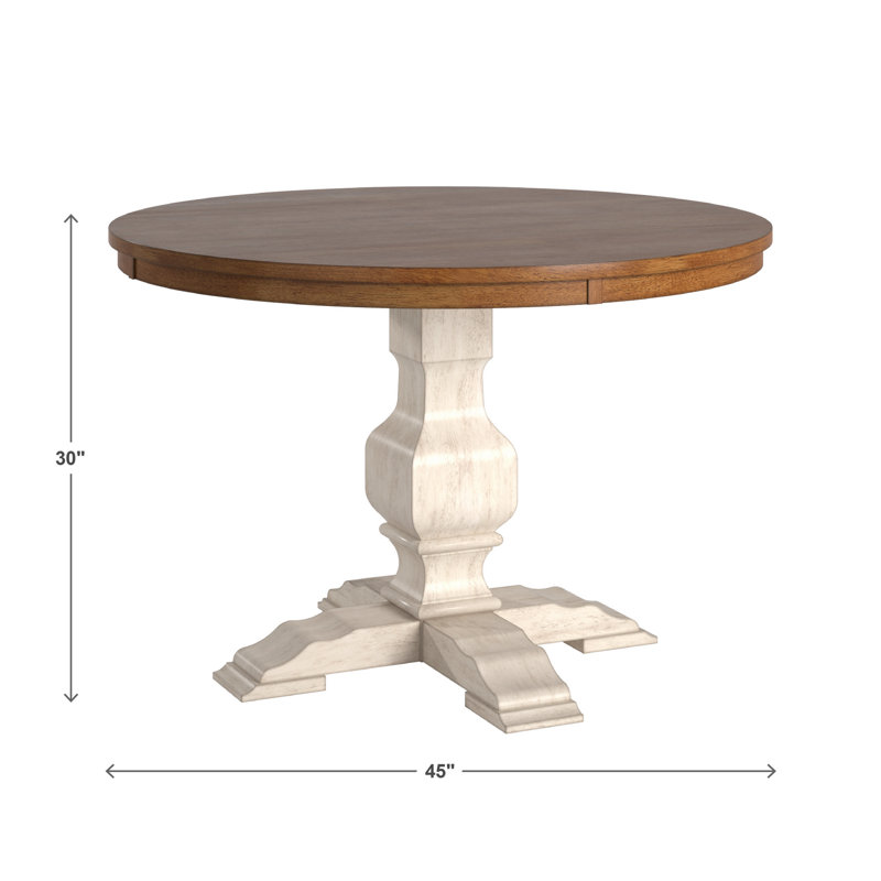 Lumley 45" Round Solid Wood Oak Finish Top 5-Piece Dining Set With Panel Back Chairs, White, Gray