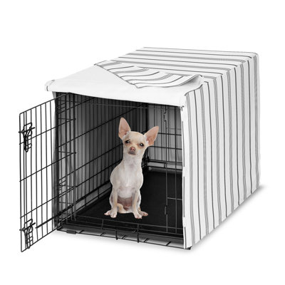 Housse de chenil à rayures blanche et grise pour chien par Sweet Jojo Designs