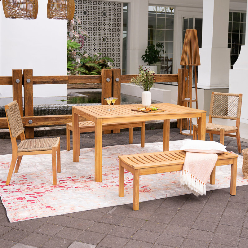 6 - Person Teak Outdoor Dining Set with Wicker