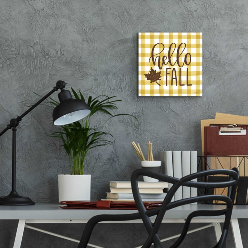 «Hello Fall» par Imperfect Dust - Art textuel sans cadre, H 12 po x l 12 po x P 0,13 po