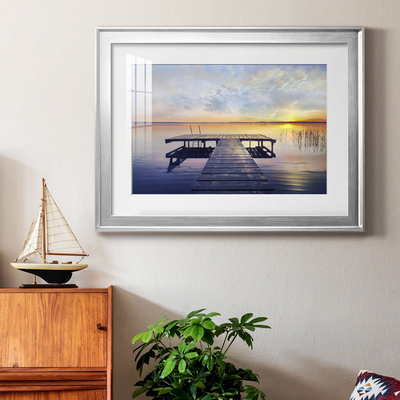 «Evening Calm», toile encadrée de qualité supérieure - prête à être accrochée, H 22,5 po x l 30,5 po x P 1 po, Cadre argenté