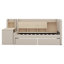 Upholstered Daybed With Drawers, Shelves, Flip Cabinets & Side Table-1431454637
