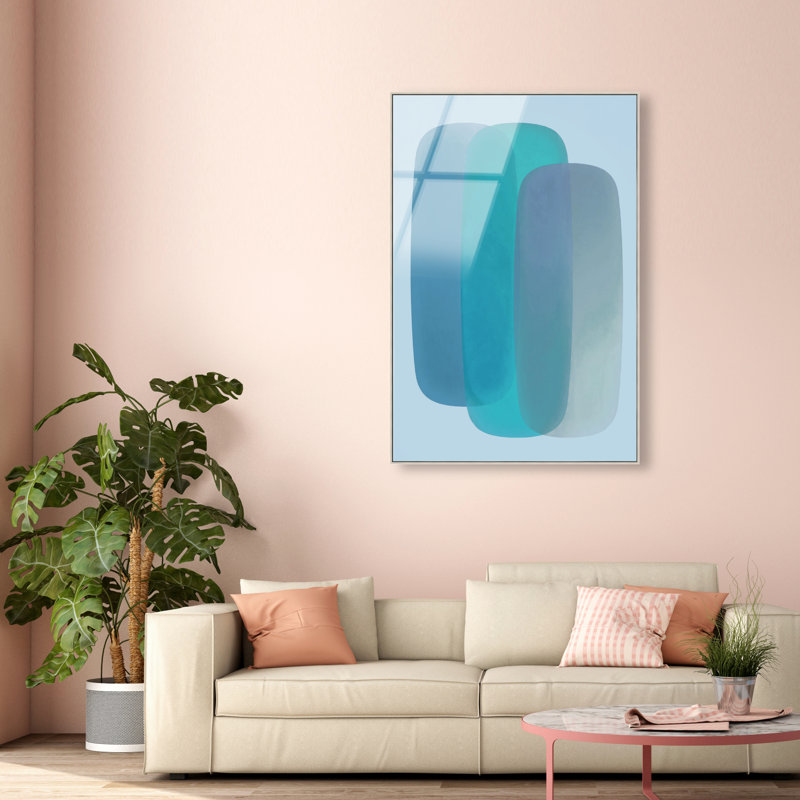 Teal Gradients Print by Oliver Gal, 16"H x 11"W, Silver Floater Frame