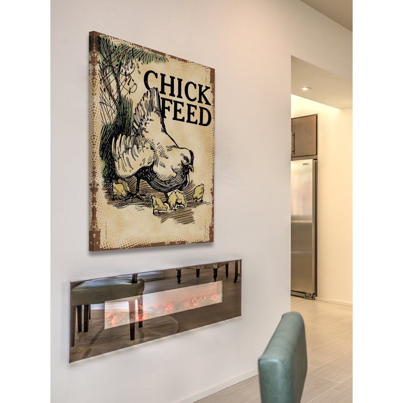 Impression sur toile tendue poulets chick feed, H 45 po x l 30 po