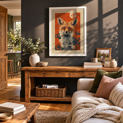 Fox Among Botanicals Boho - Framed Print