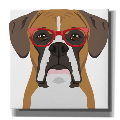 Boxer portant des lunettes hipster par Furbaby Affiliates - impression sur toile tendue