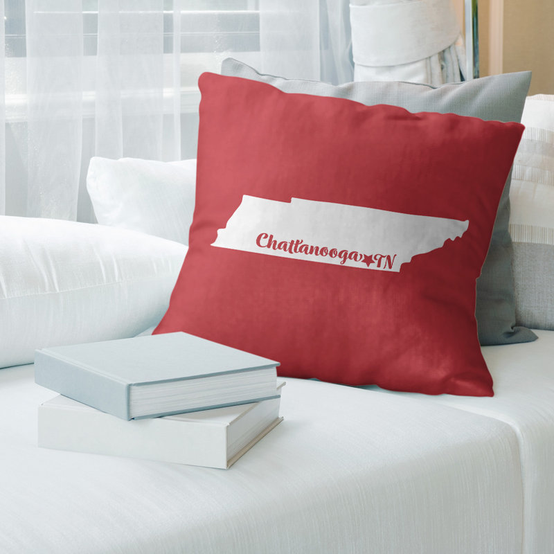 Housse de coussin new jersey jersey city, 16 po x 1 po, Chattanooga / Tennessee, Rouge
