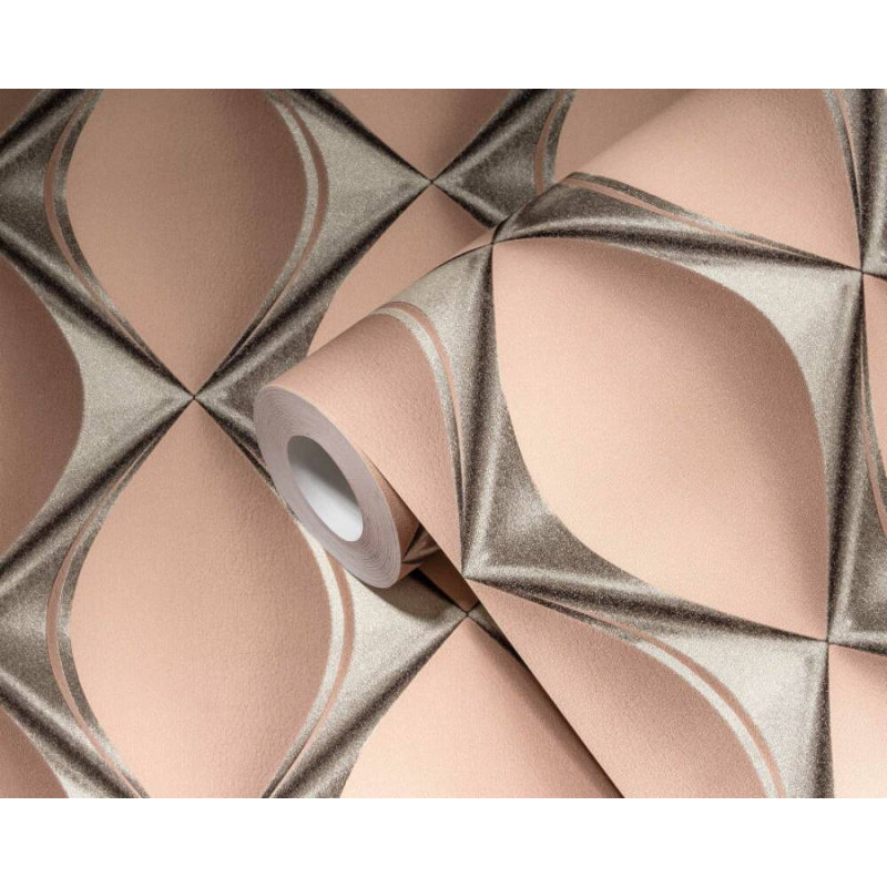 33' L x 21" W Wallpaper Roll, Black/Pink/Silver