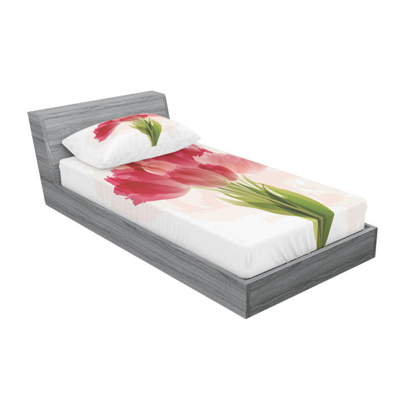 Microfiber Floral Sheet Set, Twin Sheet Set with Fitted Sheet