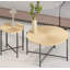 Ensemble de 2 tables basses et tables de bout à motif - Panneau de fibres à densité moyenne imperméable avec revêtement en PVC, conception cylindrique vieillie, pieds en métal noir - charme rustique classique, bois technique-130552020