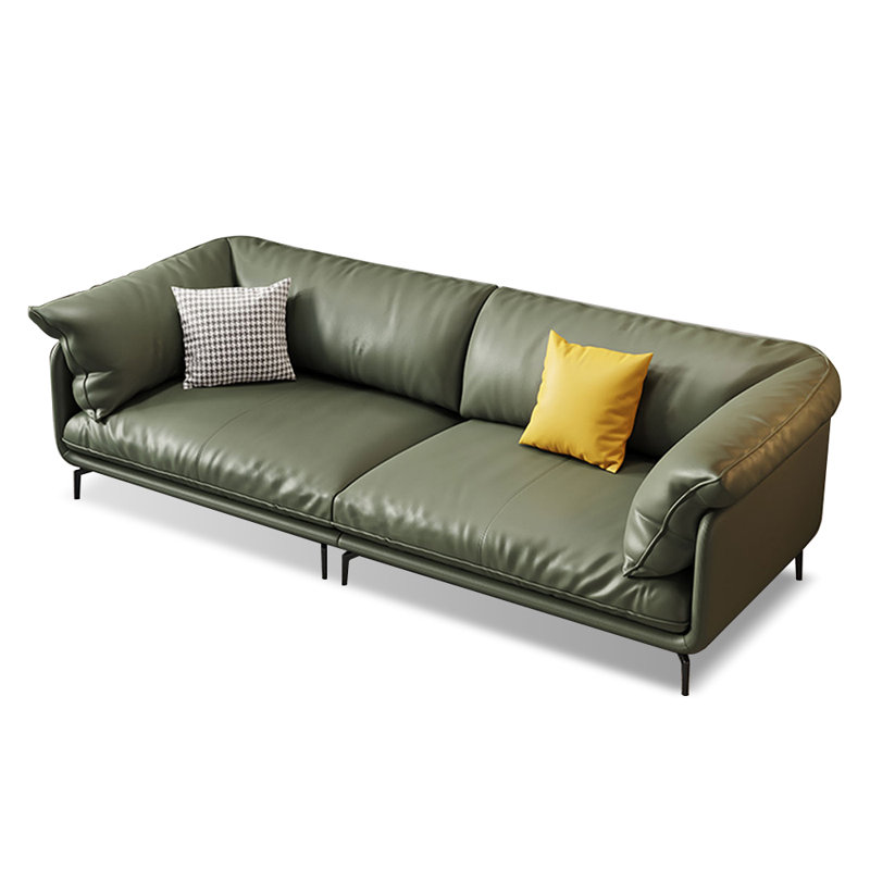 Canapé modulaire vert en cuir véritable, H 33,86 po x l 110,24 po x P 37,40 po, 4
