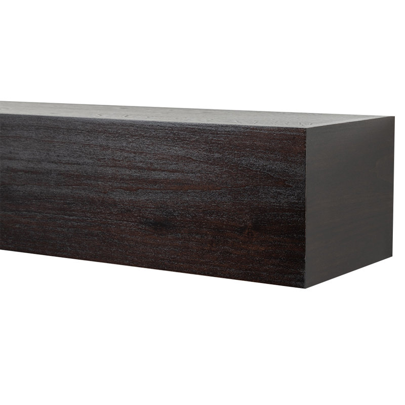Tablette de manteau de cheminée flottante en bois Modern Ember Boone - 8 pouces de hauteur, Teinture chocolat, 60"