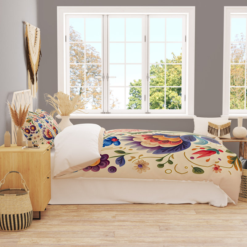 Floral Duvet Cover, King Duvet Cover + 2 King Shams