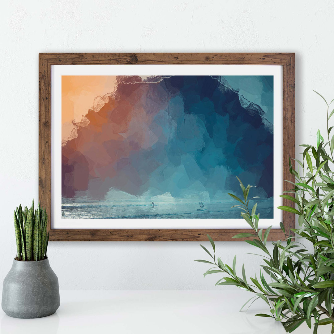 Surfing by Morro Rock - Framed Print