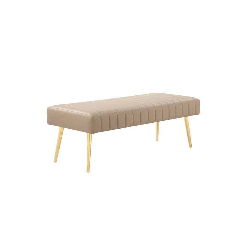 Hilda Faux Leather Upholstered Bench, Beige