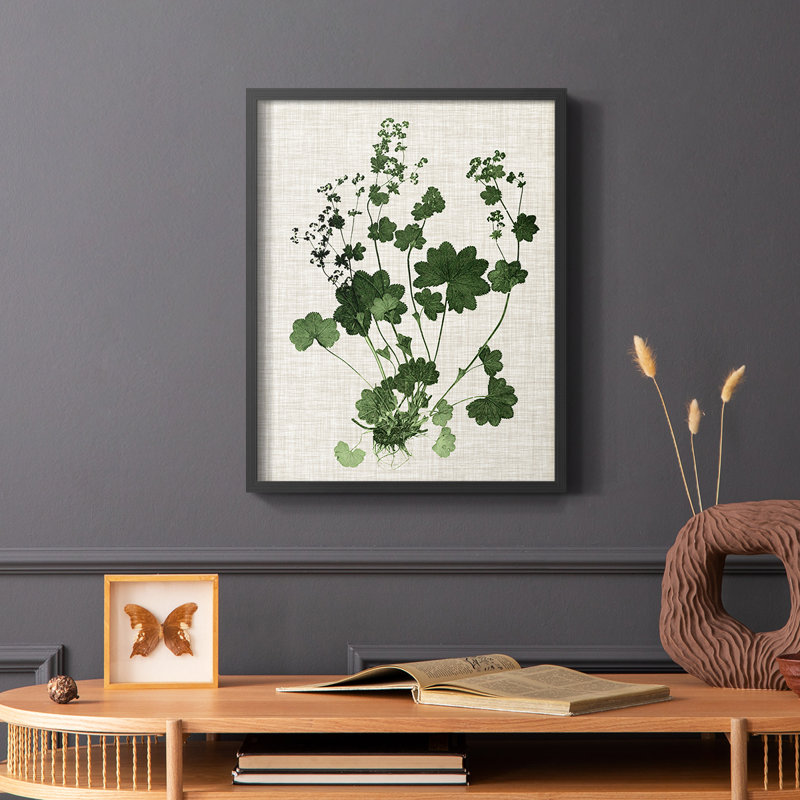 «Forest Foliage on Linen III», reproduction encadrée - bois massif, Noir, H 10 po x l 8 po