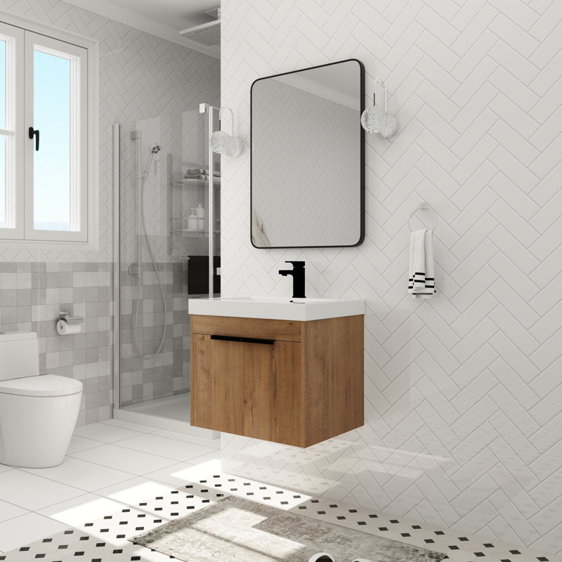 Olus 23.99 " W Free Standing Wall Mounted 1 Single Vanity Bathroom Vanity With Resin Top